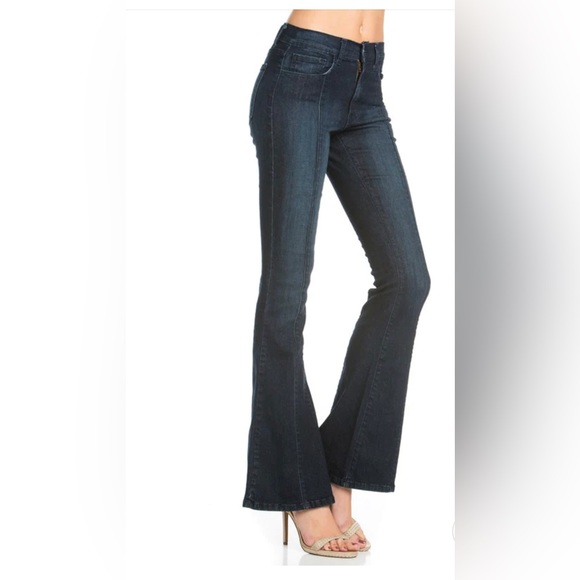 Anthropologie O2 Denim Rumor Has It Front Seam Flared Denim Pants - Picture 5 of 8